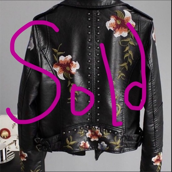 Vigoss Jackets & Blazers - Vigoss Embroidered Floral Leather Jacket, Small, Black/Multi NWOT